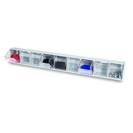 MÓDULO BASCULANTE. MODULAR. COMPARTIMENTADO. PLÁSTICO TRANSPARENTE. 9 CAJONES