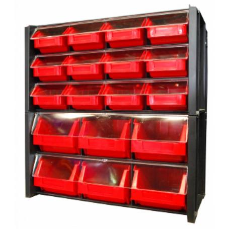 CLASIFICADOR APILABLE ESTANTE. PLÁSTICO RÍGIDO. NEGRO Y ROJO. 360 X 170 X 190 MM - TAYG