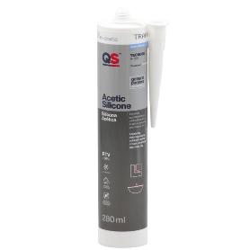 SILICONA ÁCIDA. MONOCOMPONENTE. ACÉTICA. TRANSLÚCIDO. CON FUNGICIDA. VOLUMEN 280ML - QS ADHESIVOS