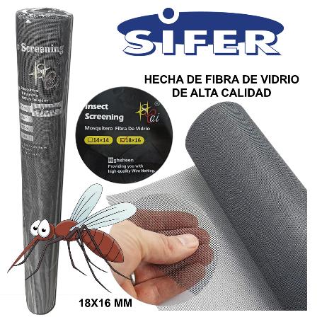 SIFER MALLA TELA MOSQUITERA FIBRA VIDRIO 120 CMX30 M-ROLLO 18X16