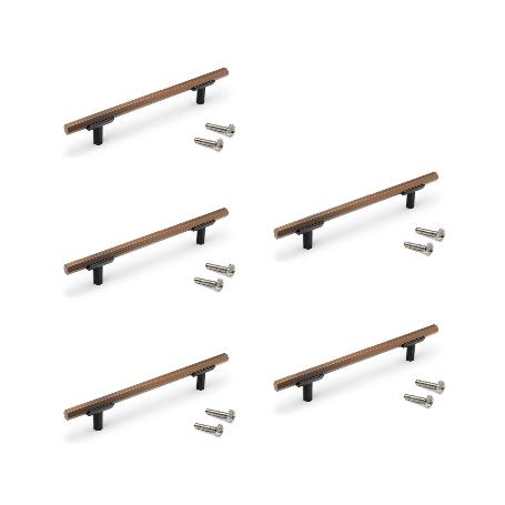EMUCA LOTE DE 5 TIRADORES PARA MUEBLE RIAD, L168MM, INTEREJE 128MM, ALUMINIO, BRONCE