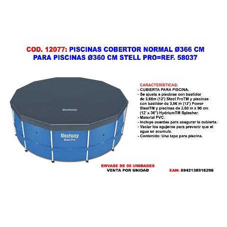 PISCINAS COBERTOR PVC 370 CM PISCINA STEEL PRO-POWER STEEL 58037