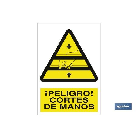SEÑAL ADHESIVA 148X105MM. ¡PELIGRO! CORTES DE MANOS