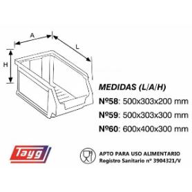 GAVETA APILABLE AZUL 500 X 303 X 200 MM 22,2 L TAYG