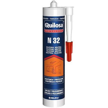 SELLADOR DE SILICONA NEUTRA ORBASIL N-32. TRANSPARENTE. CARTUCHO. 300 ML. PARA ESPEJOS - QUILOSA