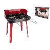 35X28X44 CMS BARBACOA RECTANGULAR DE CARBON O LEÑA ECONOMICA ROJA-NEGRA CON REJILLA