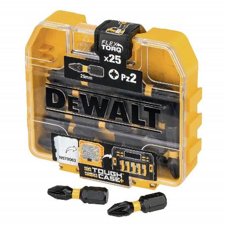 JUEGO DE PUNTAS ATORNILLADORAS PZ2. ACERO. NEGRO FOSFATADO. ESTUCHE TOUGH CASE+. LONGITUD 25MM - DEWALT