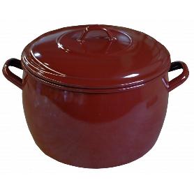 OLLA ESMALTE MARRON BOMBEADA 30 CM