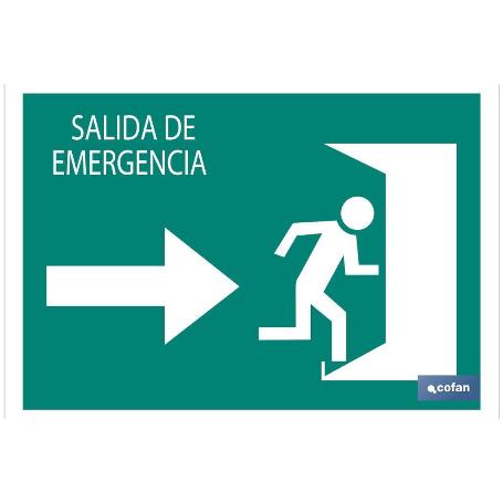 SEÑAL LUMINISCENTE 420X297MM. SALIDA EMERGENCIA DERECHA TEXTO