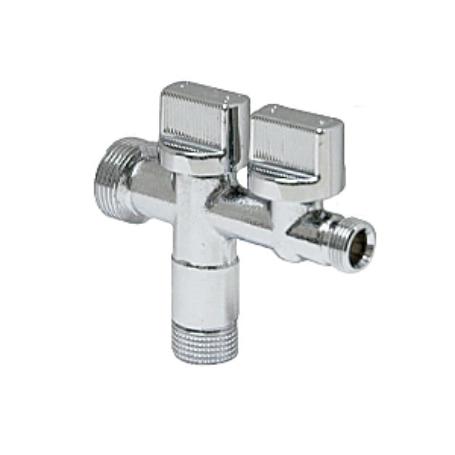 LLAVE DE ESCUADRA DOBLE SALIDA 3/4 Y 3/8. ENTRADA DE 1/2. LLAVE DE PASO DOBLE, LLAVE ANGULAR DOBLE, TOMA LAVADORA D
