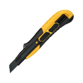 CUTTER 18 MM. CON 2 HOJAS ACERO SK5 BOTON AUTORETRACTIL HOJA PAVONADA NEGRA