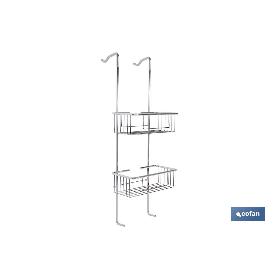 CESTA DE DUCHA DOBLE CON COLGADOR DE ACERO INOXIDABLE 304