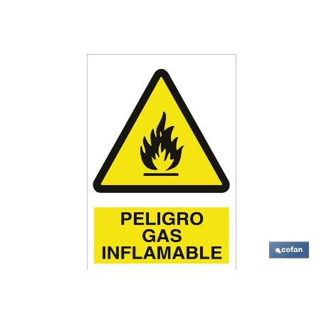 SEÑAL POLIESTIRENO 210X148MM. PELIGRO GAS INFLAMABLE