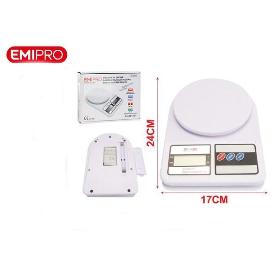 BASCULA DIGITAL BALANZA DE COCINA BLANCA  PRECISA  7 KGS- 1 GR 24 CMS X 17 CMS EMIPRO