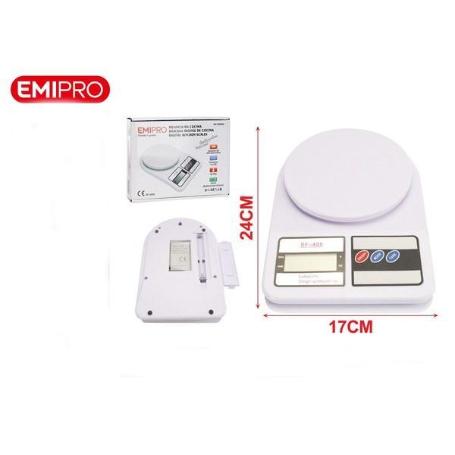 BASCULA DIGITAL BALANZA DE COCINA BLANCA  PRECISA  7 KGS- 1 GR 24 CMS X 17 CMS EMIPRO