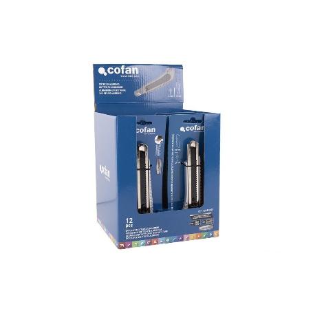 EXPOSITOR DE CÚTER DE ALUMINIO 18 MM 12 UDS.