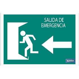 SEÑAL LUMINISCENTE 210X148MM. SALIDA EMERGENCIA IZQUIERDA TEXTO