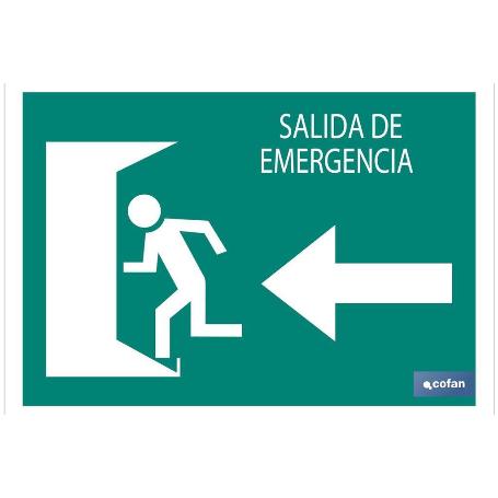 SEÑAL LUMINISCENTE 210X148MM. SALIDA EMERGENCIA IZQUIERDA TEXTO