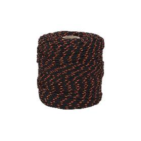 CORDÓN TRENZADO HIPPIE NEGRO/NARANJA 3 MM X 25 M