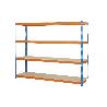ESTANTERÍA MEDIA CARGA AZUL/NARANJA 4 BALDAS DE MADERA 2000 X 1500 X 600 MM