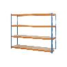ESTANTERÍA MEDIA CARGA AZUL/NARANJA 4 BALDAS DE MADERA 2000 X 1800 X 600 MM