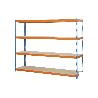 ESTANTERÍA MEDIA CARGA AZUL/NARANJA 4 BALDAS DE MADERA 2000 X 2100 X 600 MM