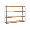 ESTANTERÍA MEDIA CARGA AZUL/NARANJA 4 BALDAS DE MADERA 2000 X 2400 X 600 MM