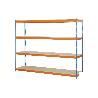 ESTANTERÍA MEDIA CARGA AZUL/NARANJA 4 BALDAS DE MADERA 2000 X 2400 X 600 MM