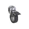 RUEDA DE GOMA GRIS CON AGUJERO PASANTE Y FRENO Ø40 X 18 MM VENTA UNITARIA