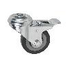 RUEDA DE GOMA GRIS CON AGUJERO PASANTE Y FRENO Ø50 X 18 MM VENTA UNITARIA