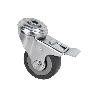 RUEDA DE GOMA GRIS CON AGUJERO PASANTE Y FRENO Ø75 X 22 MM VENTA UNITARIA