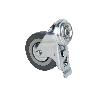 RUEDA DE GOMA GRIS CON AGUJERO PASANTE Y FRENO Ø75 X 22 MM VENTA UNITARIA