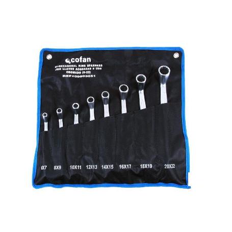 SET 8 PCS LLAVES ACODADAS DE 6-7 A 20-22