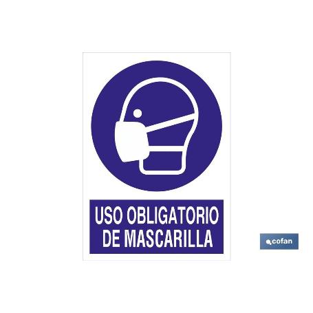 SEÑAL POLIESTIRENO  420X297MM. USO OBLIGATORIO DE MASCARILLA