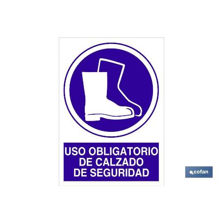 SEÑAL ADHESIVA 297X210MM. USO OBLIGATORIO DE CALZADO DE SEGURIDAD