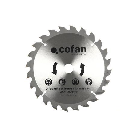DISCO CORTE PARA MADERA Ø185MM X 20MM X 2.4MM X 24T