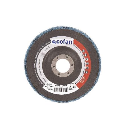 DISCO LAMINADO PROFESIONAL INCLINADO 125 MM. - GRANO 40 ZIRCONIO