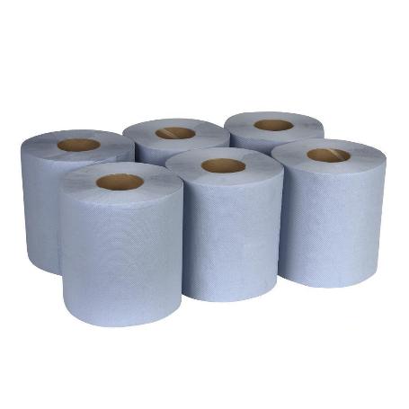 PAPEL SECAMANOS RECICLADO AZUL 90MTS (6ROLLOS)