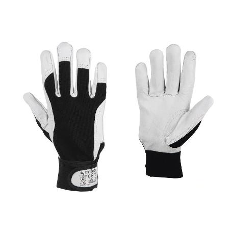 BLÍSTER DE GUANTE DE PIEL VACUNO, DORSO DE TELA Y VELCRO TALLA 8  VENTA UNITARIA