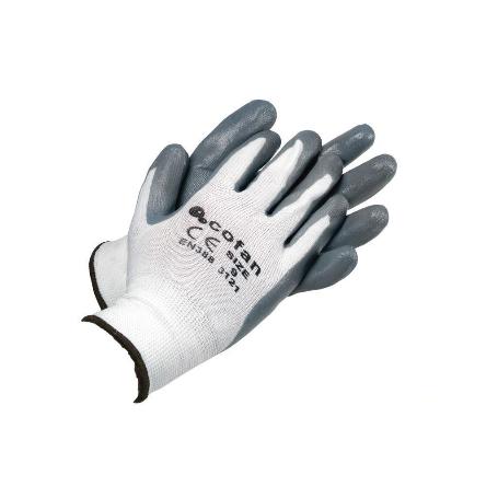 GUANTE 100% POLIEST. IMPREG. NITRILO GRIS T-9   CAJA 12 UNID.