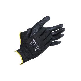 GUANTE 100% POLIEST. IMPREG. PU NEGRO T-8   CAJA 12 UNID.