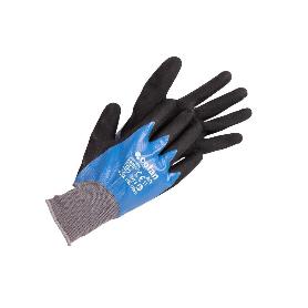 GUANTE IMPREGNADO SANDY DOBLE CAPA DE NITRILO AZUL TALLA 8 VENTA UNITARIA