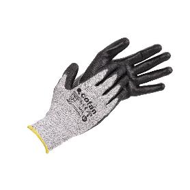 GUANTE ANTICORTE ULTRA LIGERO IMPREGNADO PU NEGRO T-9   CAJA 12 UNID.