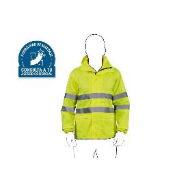CHAQUETA DE LLUVIA DE ALTA VISIBILIDAD MODELO PÓLUX AMARILLA TALLA M
