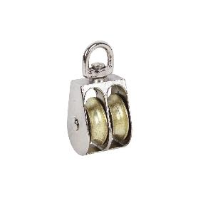 POLEA DOBLE GIRATORIA NIQUELADA (Ø25MM) VENTA UNITARIA