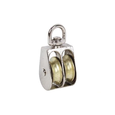 POLEA DOBLE GIRATORIA NIQUELADA (Ø40MM) VENTA UNITARIA