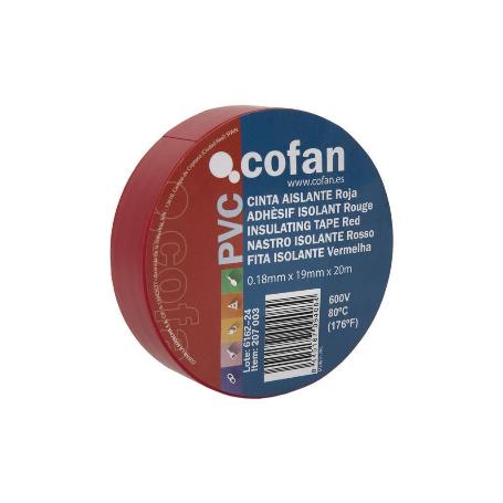 CINTA AISLANTE 180 MICRAS ROJA 19MMX20 METROS   CAJA 10 UNID.