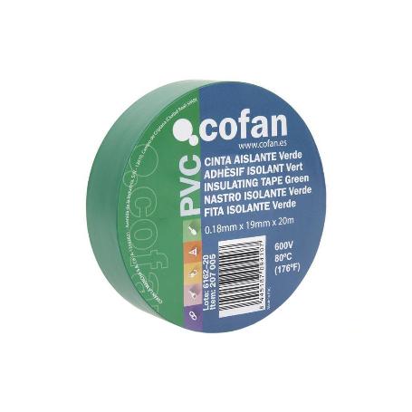 CINTA AISLANTE 180 MICRAS VERDE 19MMX20 METROS VENTA UNITARIA