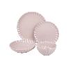 VAJILLA DE PORCELANA EN RELIEVE COLOR ROSA NUDE ESMALTADO 16 PIEZAS