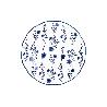VAJILLA DE PORCELANA CON DETALLE FLORAL AZUL ESMALTADO DE FORMA IRREGULAR 18 PIEZAS